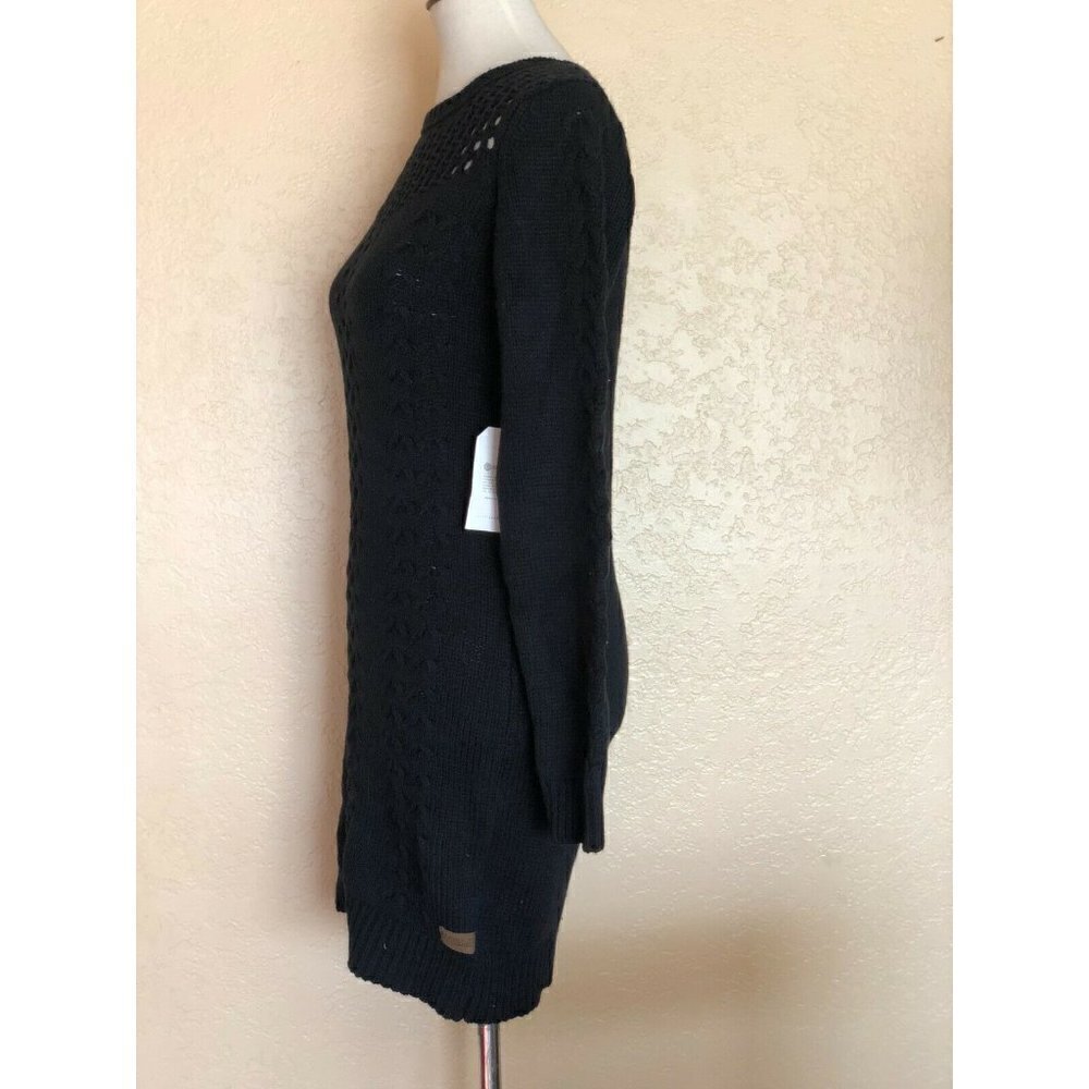 Element Women's Black Cable knit My Love Sweater Dress Size M L - Picture 5 of 12